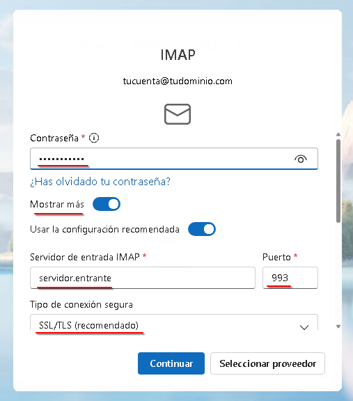 Configuración Puertos IMAP