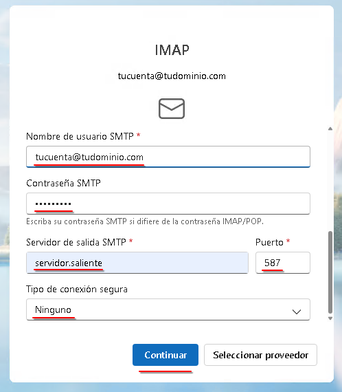 IMAP sin SSL