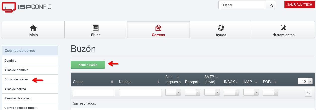 Botón añadir buzón